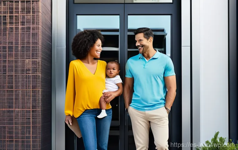 다세대 주거에서의 안전 관리 시스템 - **Prompt 1: Effortless Biometric Access for a Modern Family**
    "A happy, diverse family of three ...